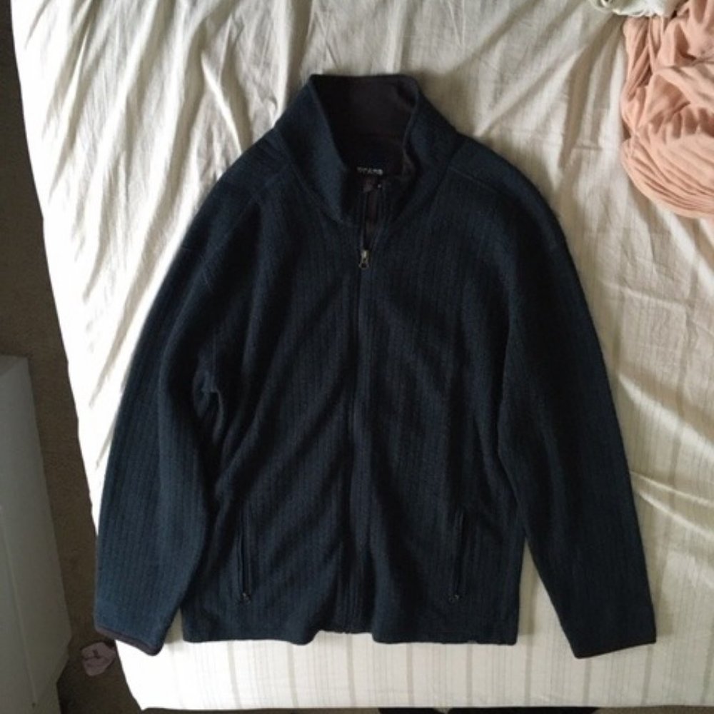 PrAna Mens Recycled Wool Blue Zip Sweater (XXL)